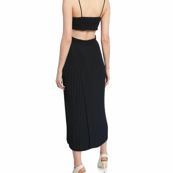 A.L.C. Women's Black Solid Pleated Sleeveless Sienna Maxi Dress Size 0 - Picture 4 of 4